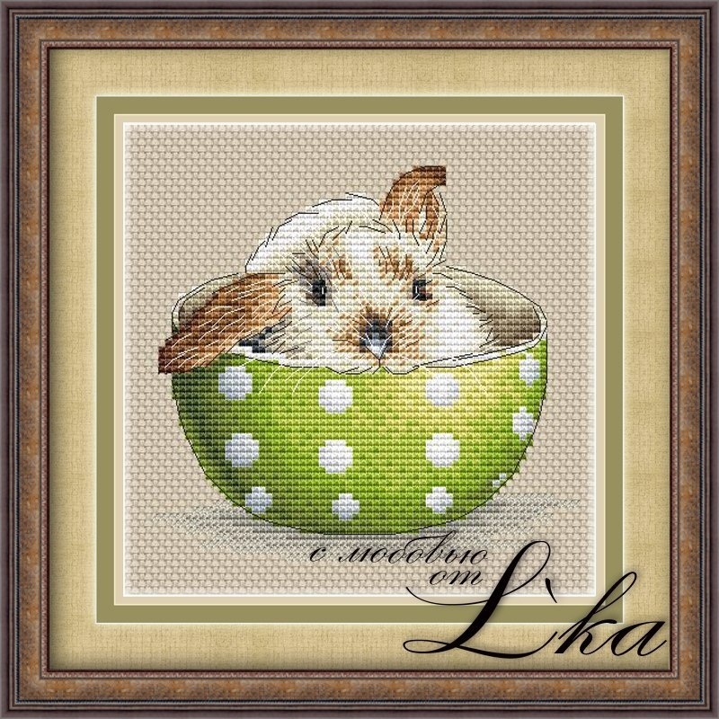 Bunny in a Cup Cross Stitch Pattern фото 1