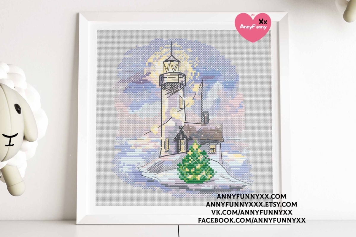 Winter Lighthouse. Twilight Cross Stitch Pattern фото 10