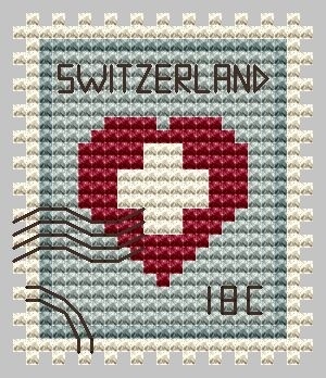 Switzerland Postage Stamp Cross Stitch Pattern фото 1