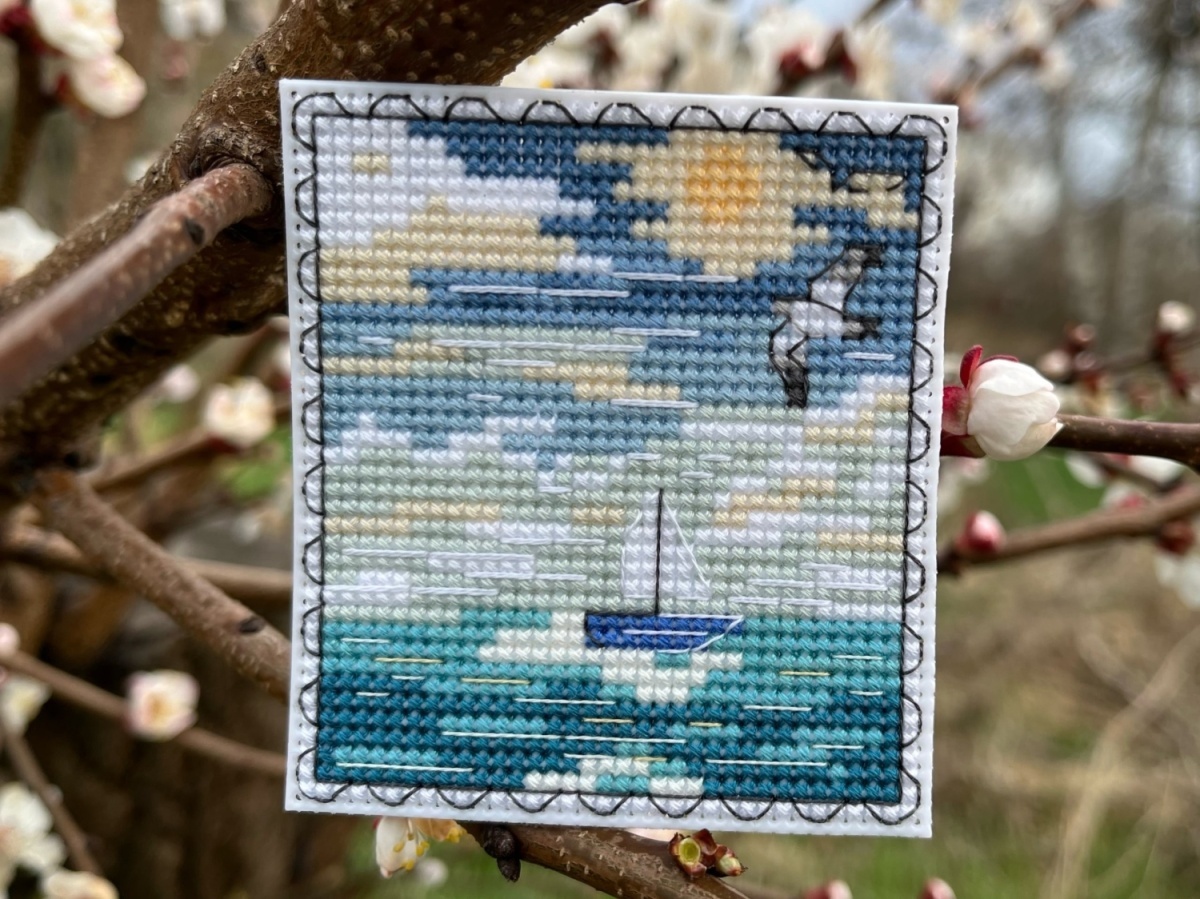 Sea Breeze Postage Stamp Cross Stitch Pattern фото 14