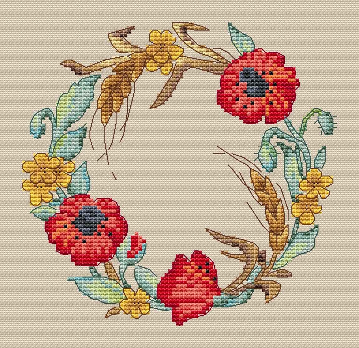 Summer Wreath Cross Stitch Chart фото 2