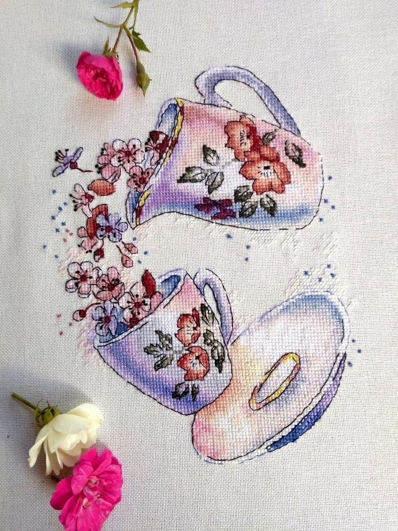 Flower Tea Party Cross Stitch Pattern фото 2