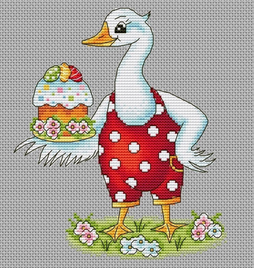 Easter Goose Cross Stitch Pattern фото 1