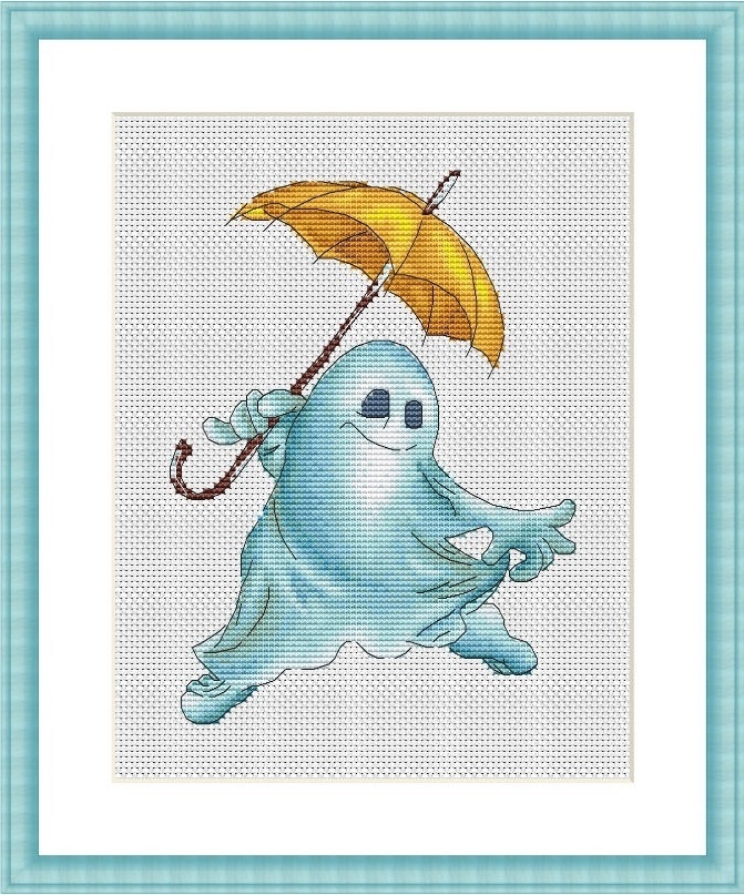 Ghost with Umbrella Cross Stitch Pattern фото 2
