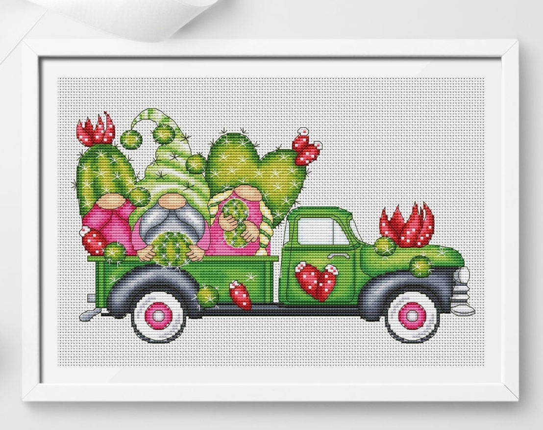 Cactus Truck Cross Stitch Pattern фото 1