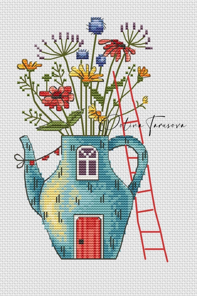 House - Summer Bouquet Cross Stitch Pattern фото 1