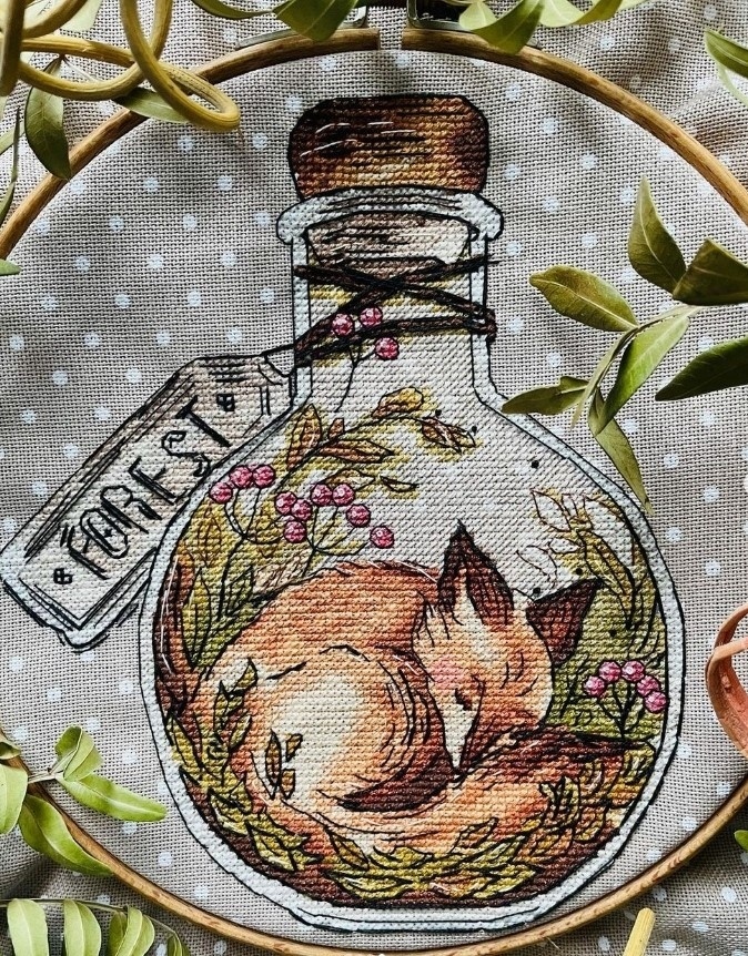 Sleeping Fox Cub Cross Stitch Pattern фото 3