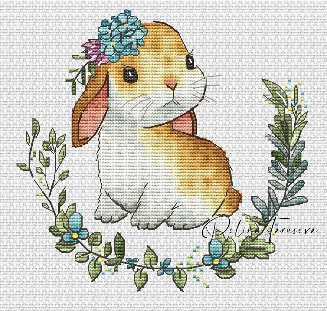 Spring Rabbit Cross Stitch Chart фото 1
