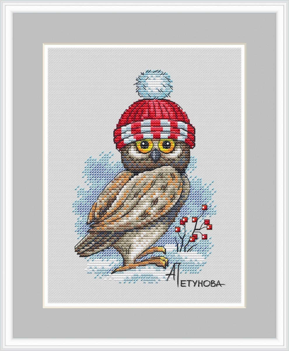 Owlet in Hat Cross Stitch Pattern фото 1