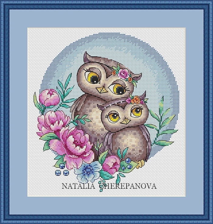 Cute Owls Cross Stitch Pattern фото 1