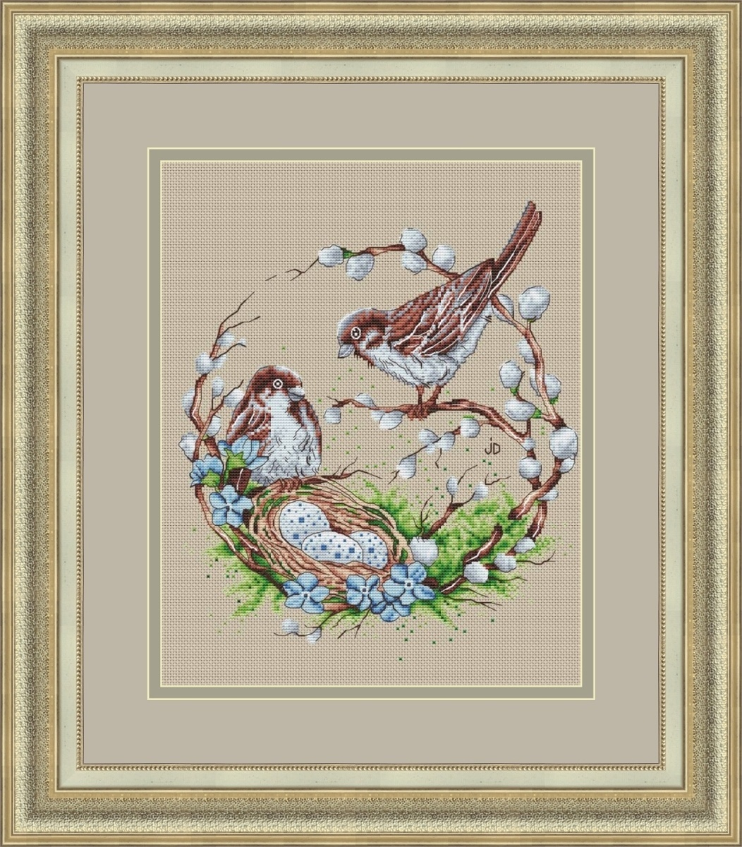 Willow Sparrows Cross Stitch Pattern фото 1