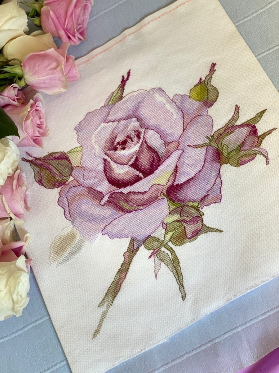 Watercolor Pink Rose Cross Stitch Pattern фото 4