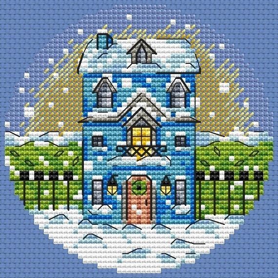 The Blue House Cross Stitch Pattern фото 1