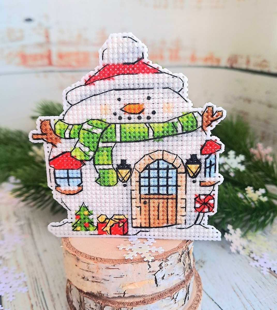 Snowman House Cross Stitch Pattern фото 6