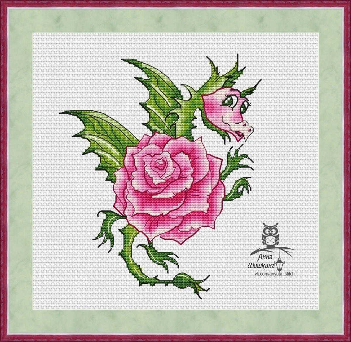 Dracoflower. Rose Cross Stitch Pattern фото 1