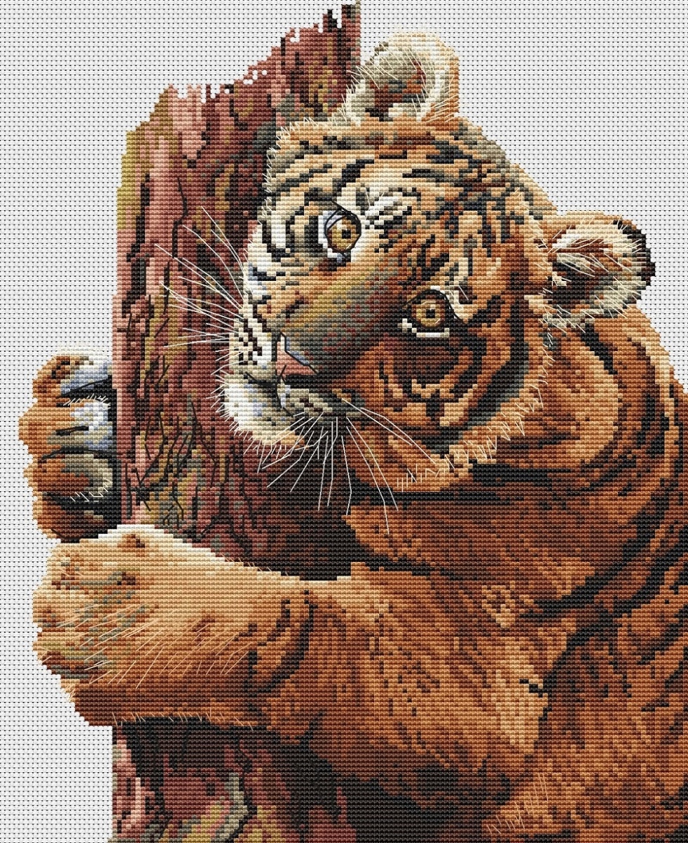 Cute Tiger Cub Cross Stitch Pattern фото 1