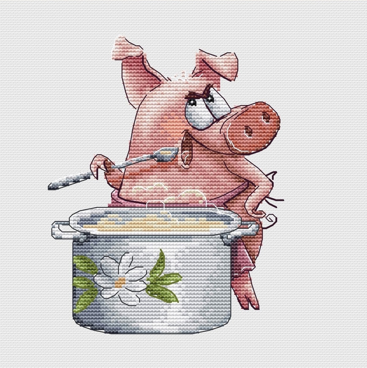 Piggy and Tasting Cross Stitch Pattern фото 1