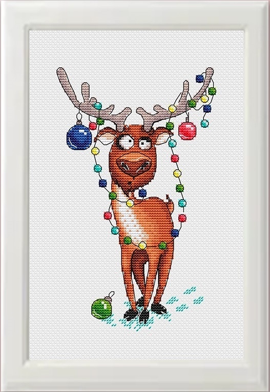 Christmas Reindeer Cross Stitch Pattern фото 1