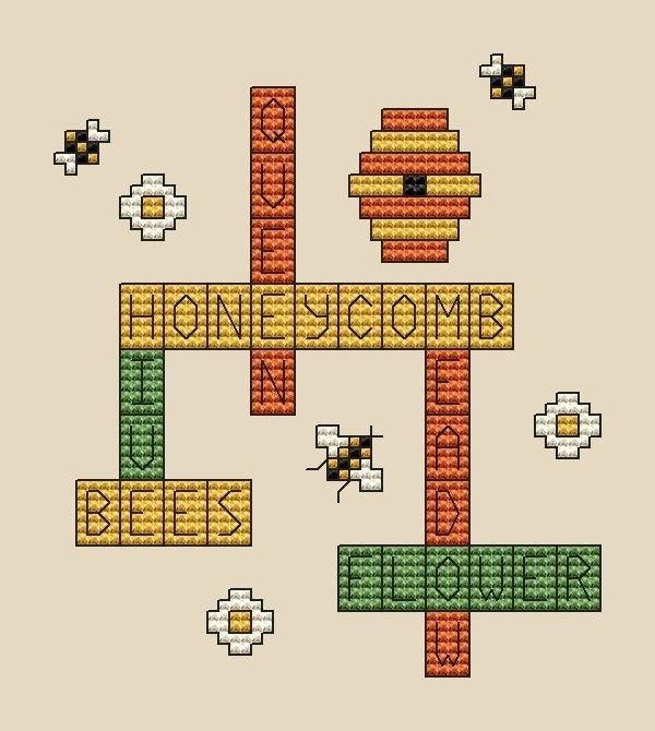Bee Crossword Cross Stitch Pattern фото 1