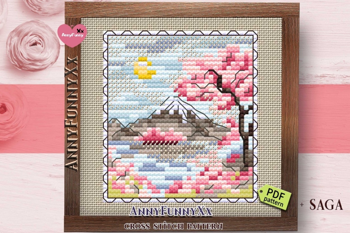 Sakura Postage Stamp Cross Stitch Pattern фото 10