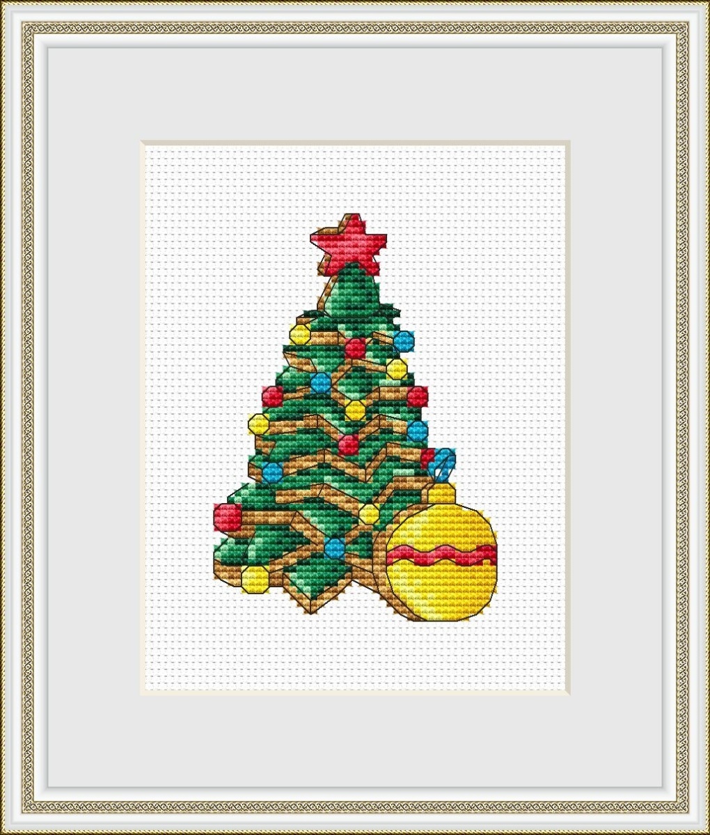 Gingerbread Christmas Tree Cross Stitch Pattern фото 1