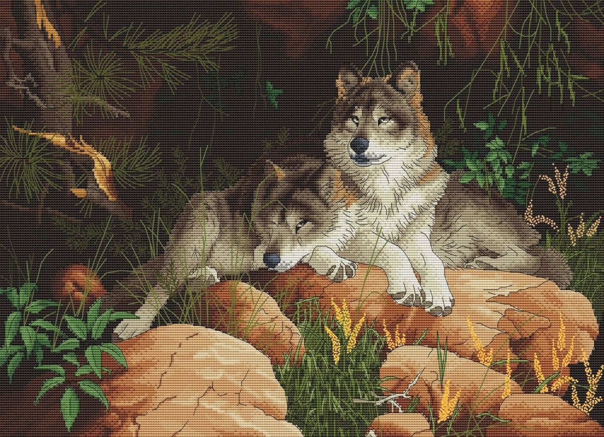 Pair of Wolves Cross Stitch Pattern фото 1