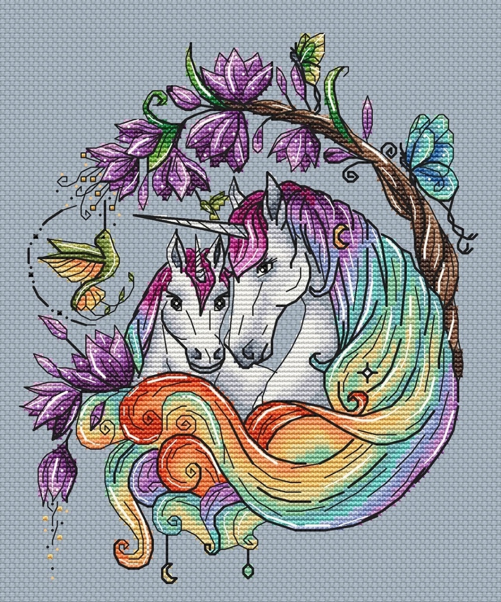 Rainbow Unicorns Cross Stitch Pattern фото 1
