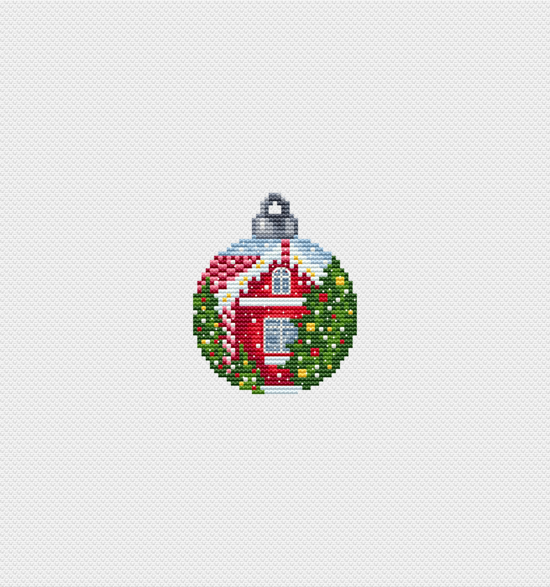 House Christmas Ball Cross Stitch Pattern фото 1