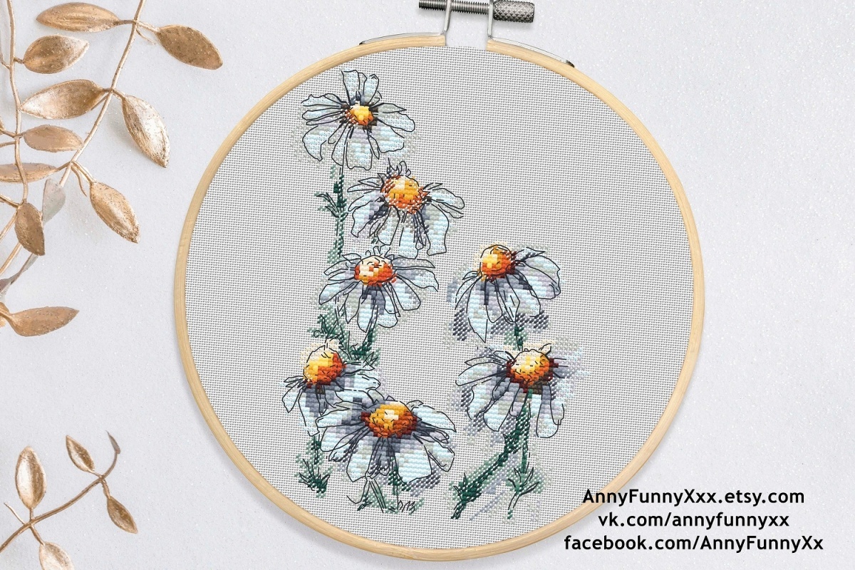 Chamomile Flowers Cross Stitch Pattern фото 14