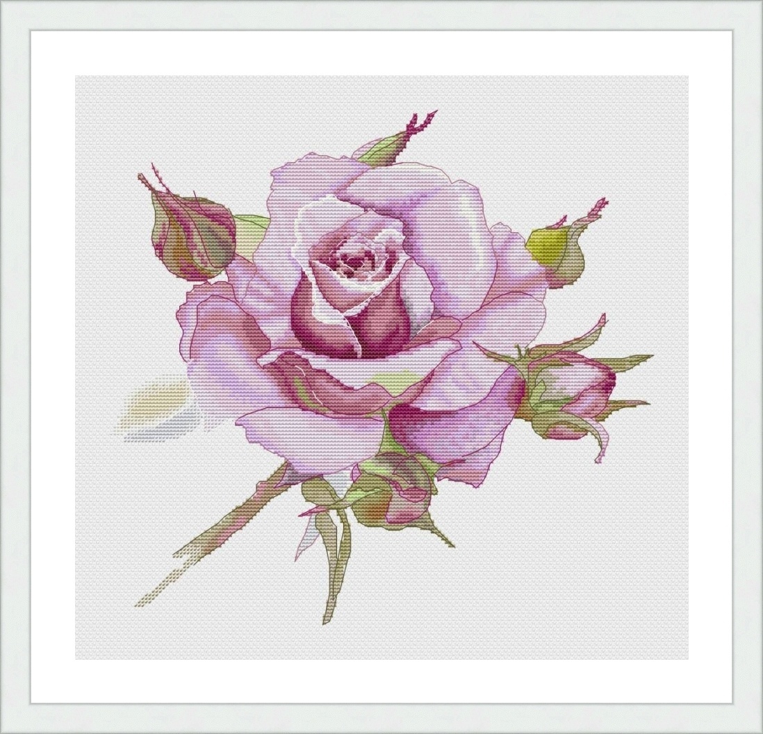 Watercolor Pink Rose Cross Stitch Pattern фото 2