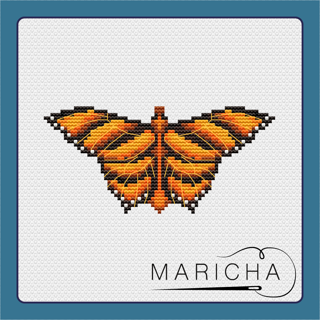 Butterfly Striped Cross Stitch Pattern фото 1