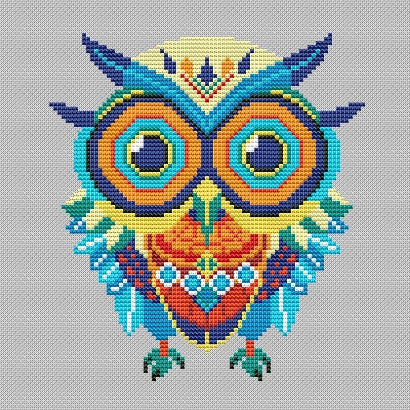 Indie Owl Cross Stitch Pattern фото 1