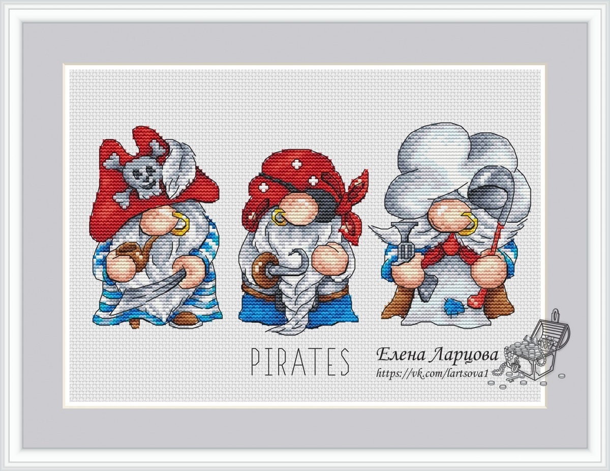 Gnomes Pirates Cross Stitch Pattern фото 1