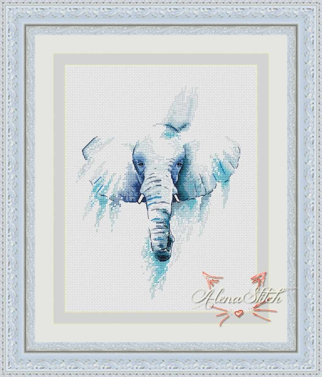 Blue Elephant Cross Stitch Pattern фото 1