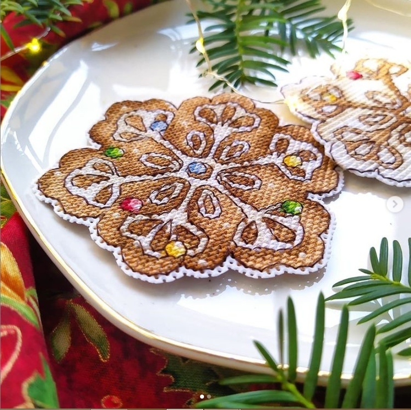 Gingerbread Snowflake Cross Stitch Pattern фото 3