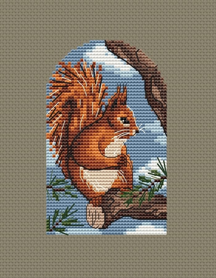 Squirrel (Window) Cross Stitch Pattern фото 1