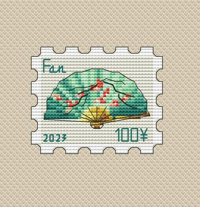 Fan Postage Stamp Cross Stitch Pattern фото 1
