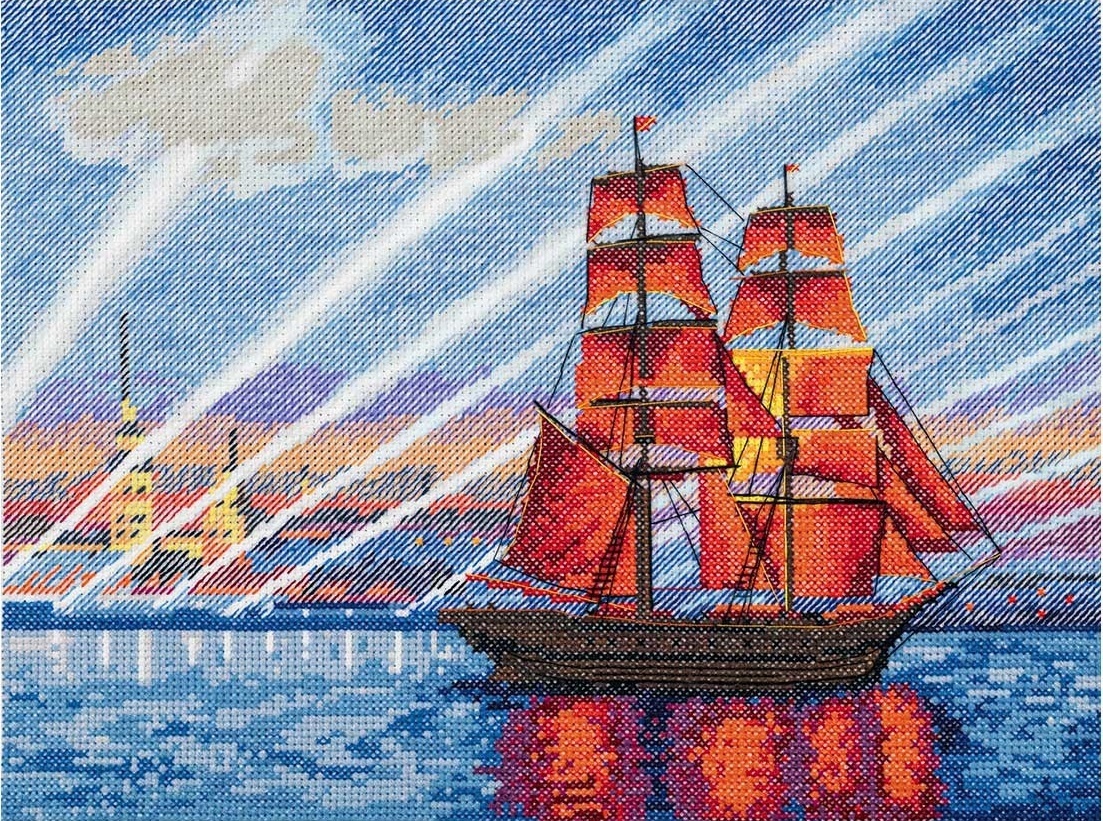 Ship with Scarlet Sails Cross Stitch Kit фото 1