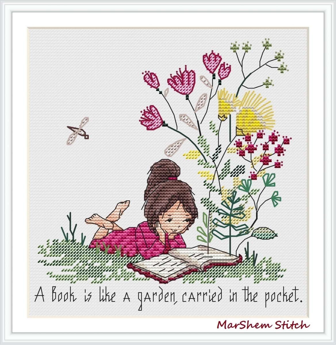 A Book is a Garden Cross Stitch Pattern фото 1