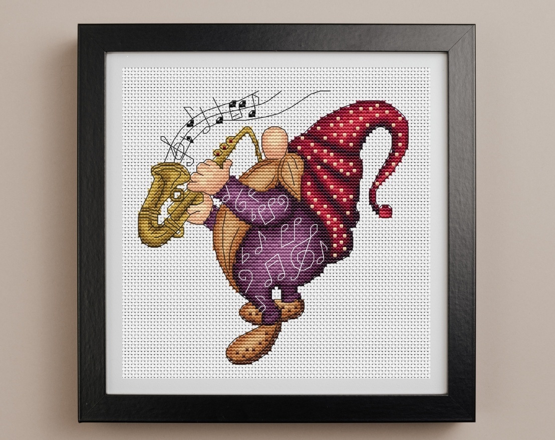 Gnome Musician Cross Stitch Pattern фото 2