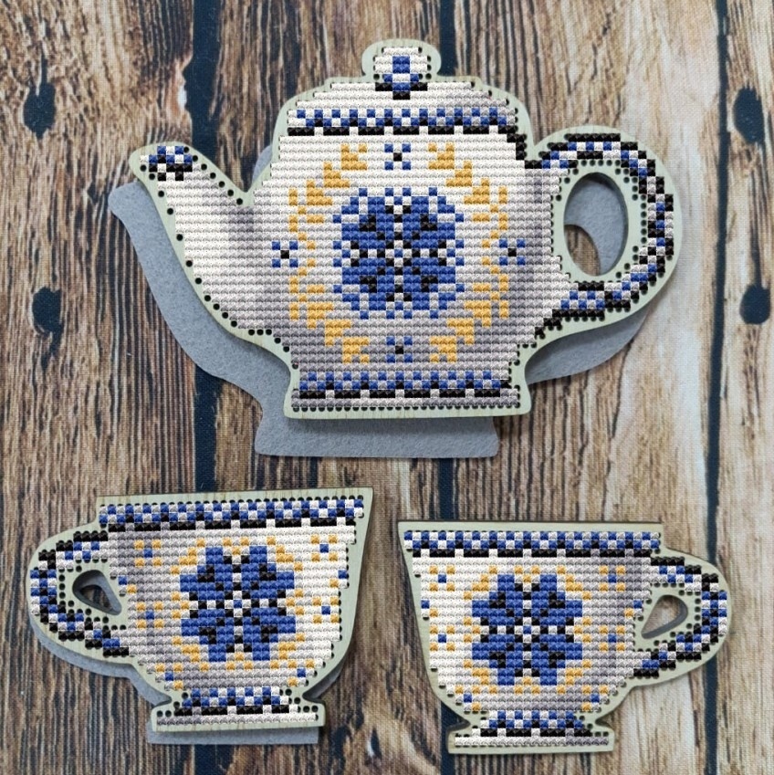 Cornflower Pattern Tea Set Cross Stitch Pattern фото 1