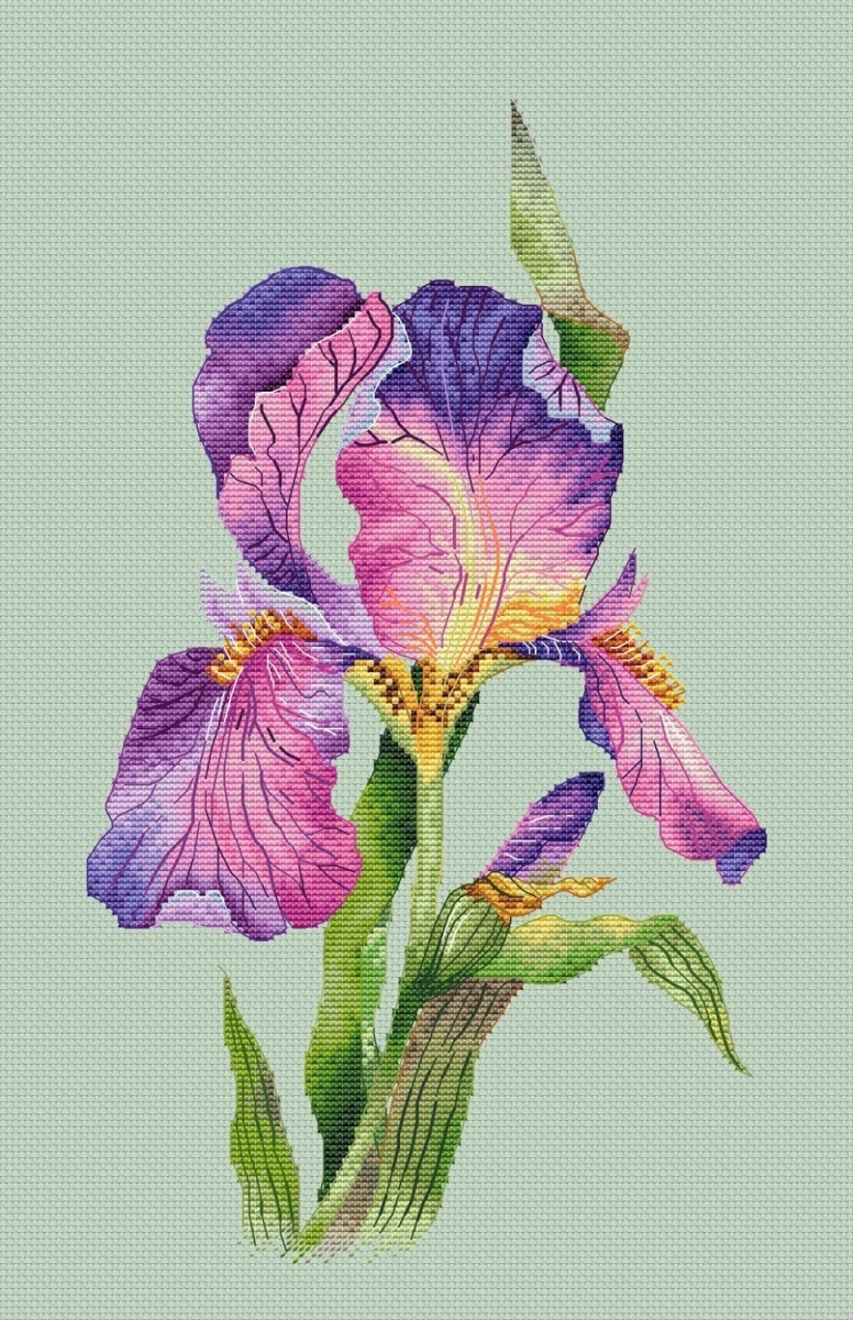 Lilac Iris Cross Stitch Pattern фото 2