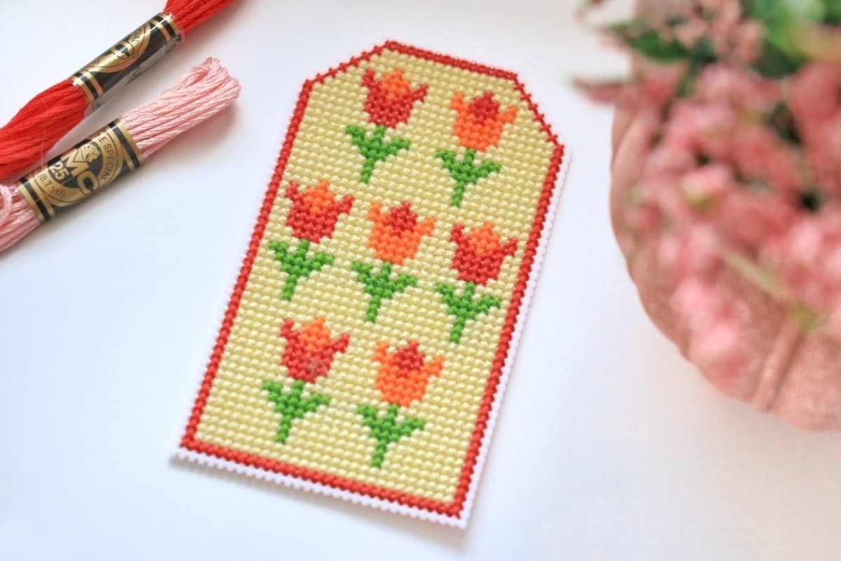Easter Tag Flowers Cross Stitch Pattern фото 1