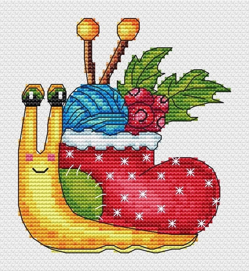 Snail. Winter Cross Stitch Pattern фото 3