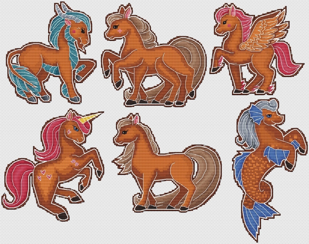 Gingerbread Horses Cross Stitch Pattern фото 1