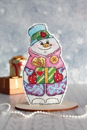 Cross Stitch Kit Snowman with Gifts  фото 2