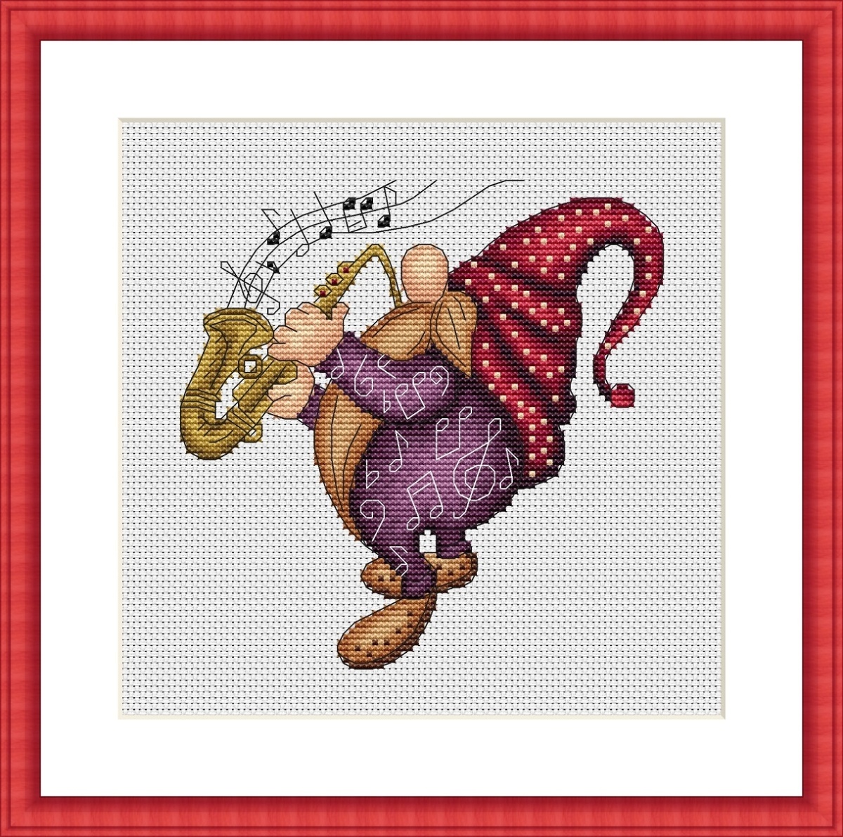 Gnome Musician Cross Stitch Pattern фото 1