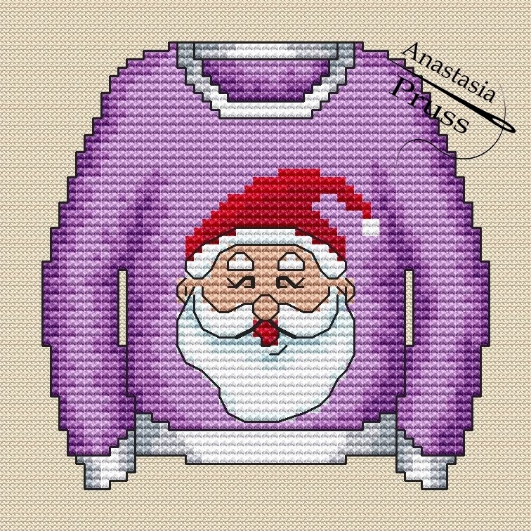 Santa Claus Sweater Cross Stitch Pattern фото 1