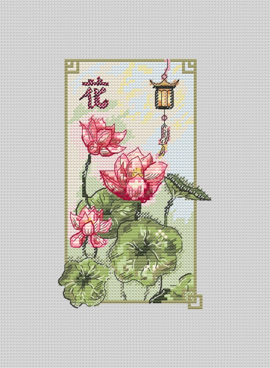 Flowers of the East. Lotus Cross Stitch Pattern фото 1