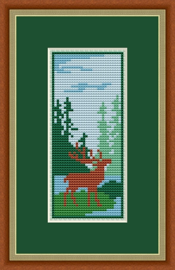 Deer on the Lake Cross Stitch Pattern фото 1